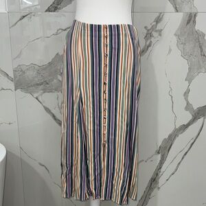 Anthropologie Maeve Freya Striped Multicolor Midi Skirt